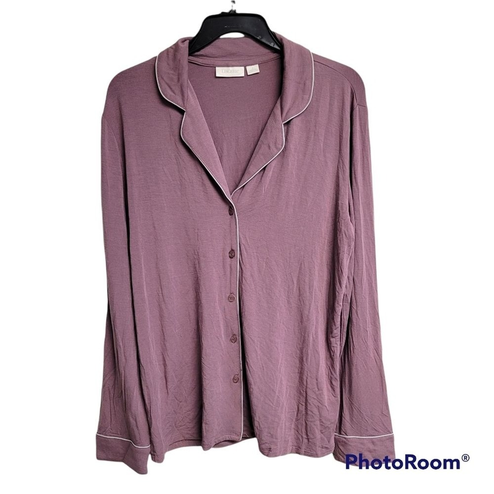 Nordstrom Lingerie Soft Button Down Purple Long Sleeve Pajama‎ Top Size Small